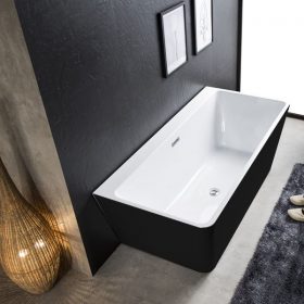 Rio Black & White Back to the Wall Freestanding Bath - Installed