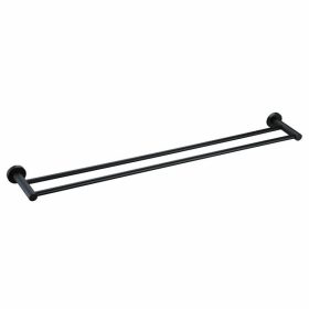 Round Double Black Towel Rail