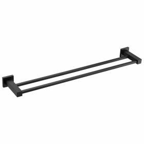 Square Double Black Towel Rail