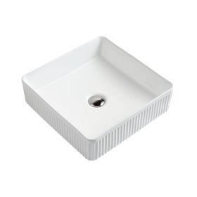 331-Square Fluted Vessel-White-Alpine